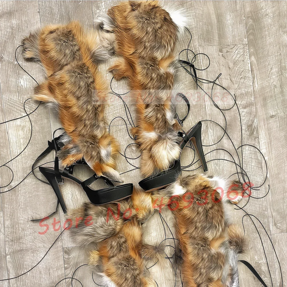 Real Fur Wrap Cross Tied Platf - Crossfit Ladies 评论和价格
