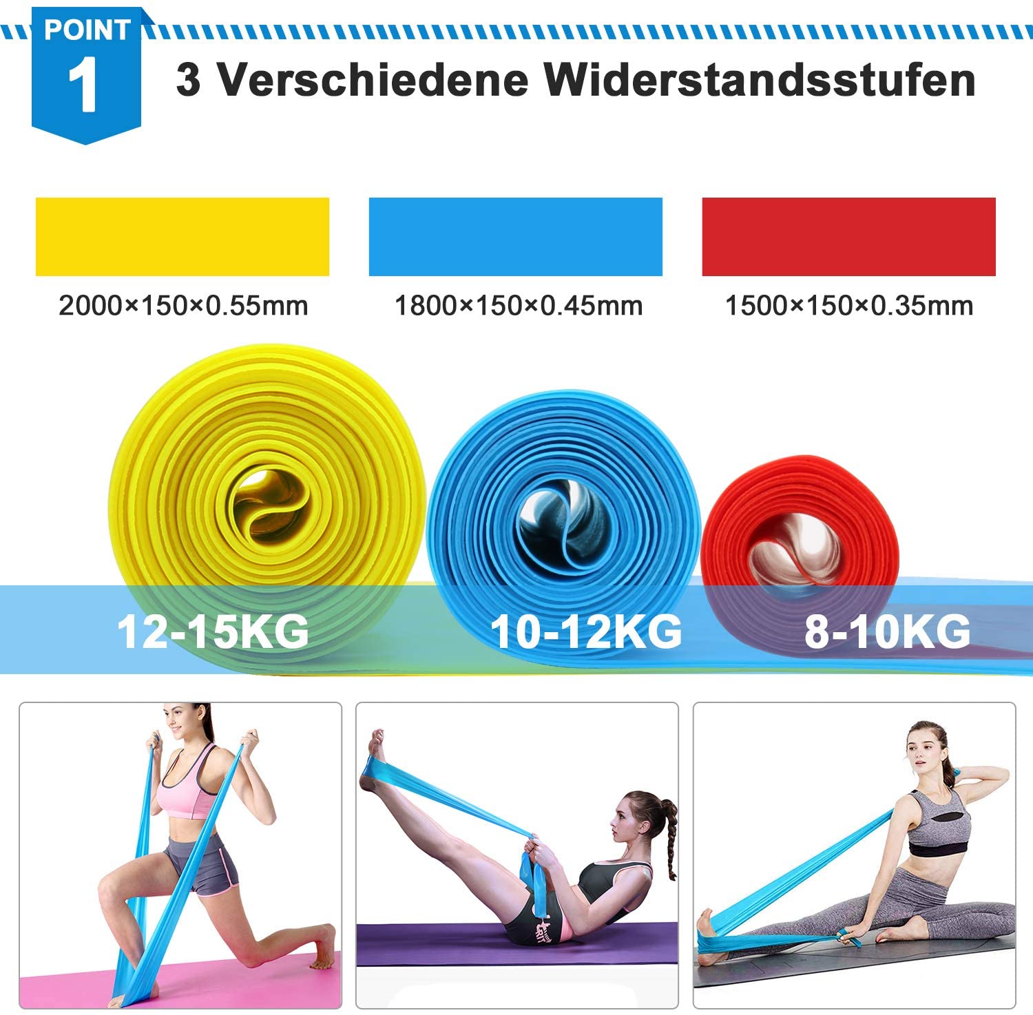 Elastic Fitness Bands 3Pcs Res - Crossfit Workout With Equipment 评论和价格