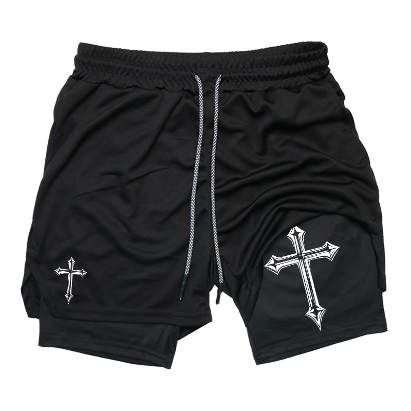 Cross Print 2-in-1 Workout Run - Crossfit Fitness Gear 评论和价格