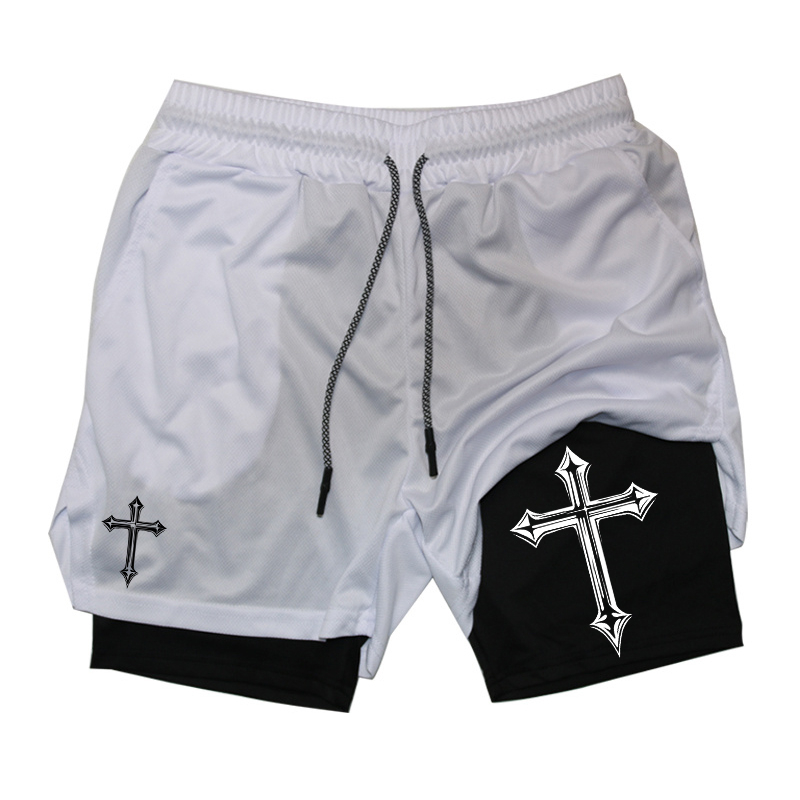 Cross Print 2-in-1 Workout Run - Crossfit Fitness Gear 评论和价格