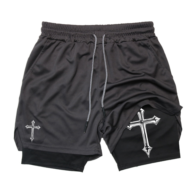 Cross Print 2-in-1 Workout Run - Crossfit Fitness Gear 评论和价格