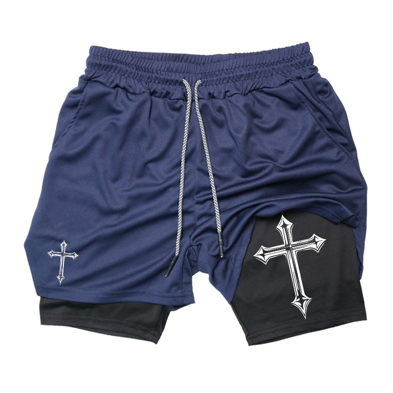 Cross Print 2-in-1 Workout Run - Crossfit Fitness Gear 评论和价格