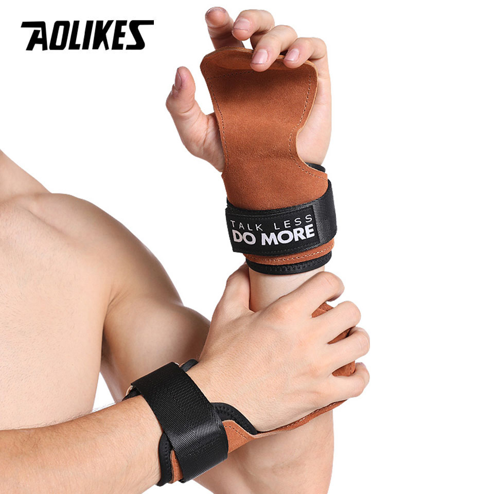 AOLIKES Cowhide Gym Grips Glov - Crossfit Workout With Equipment 评论和价格
